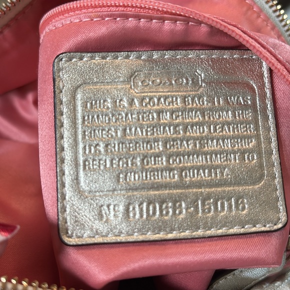 Coach  Kristen Satchel shoulder bag Crossbody  gold metallic canvas pristine - Picture 16 of 16